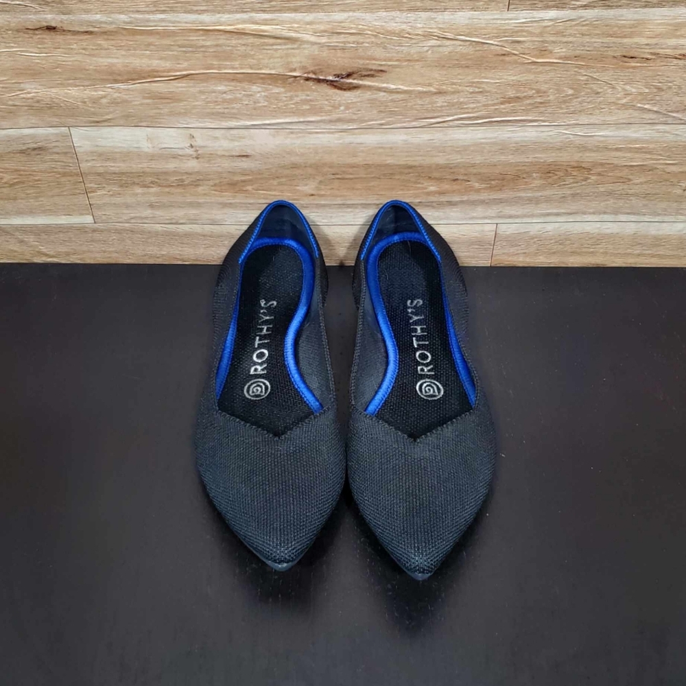 Rothys The Point Flats Black Shoes Women's Size 7.5